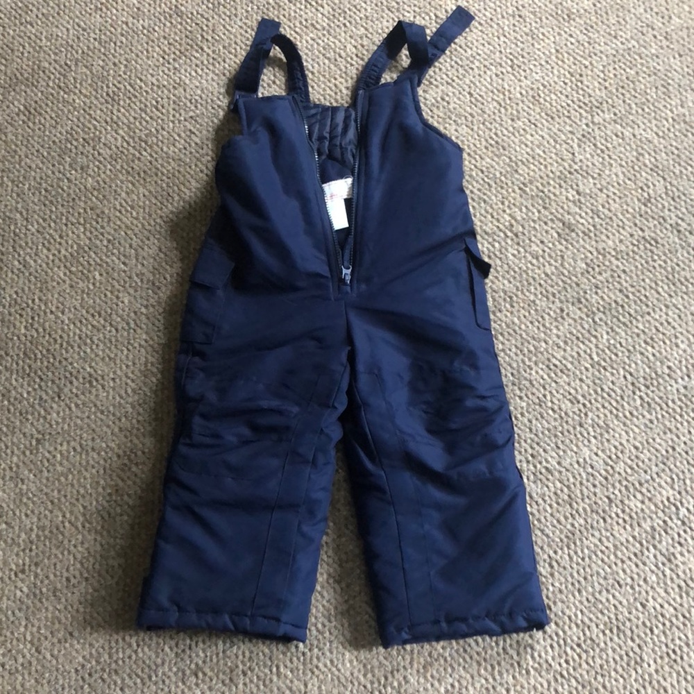 Navy blue bib snow pants
